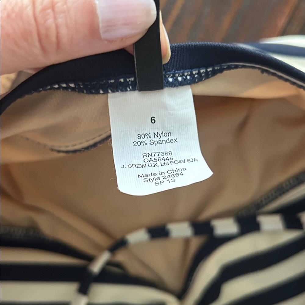 J. Crew Navy and Cream Striped One-Piece Swimsuit - Picture 4 of 5